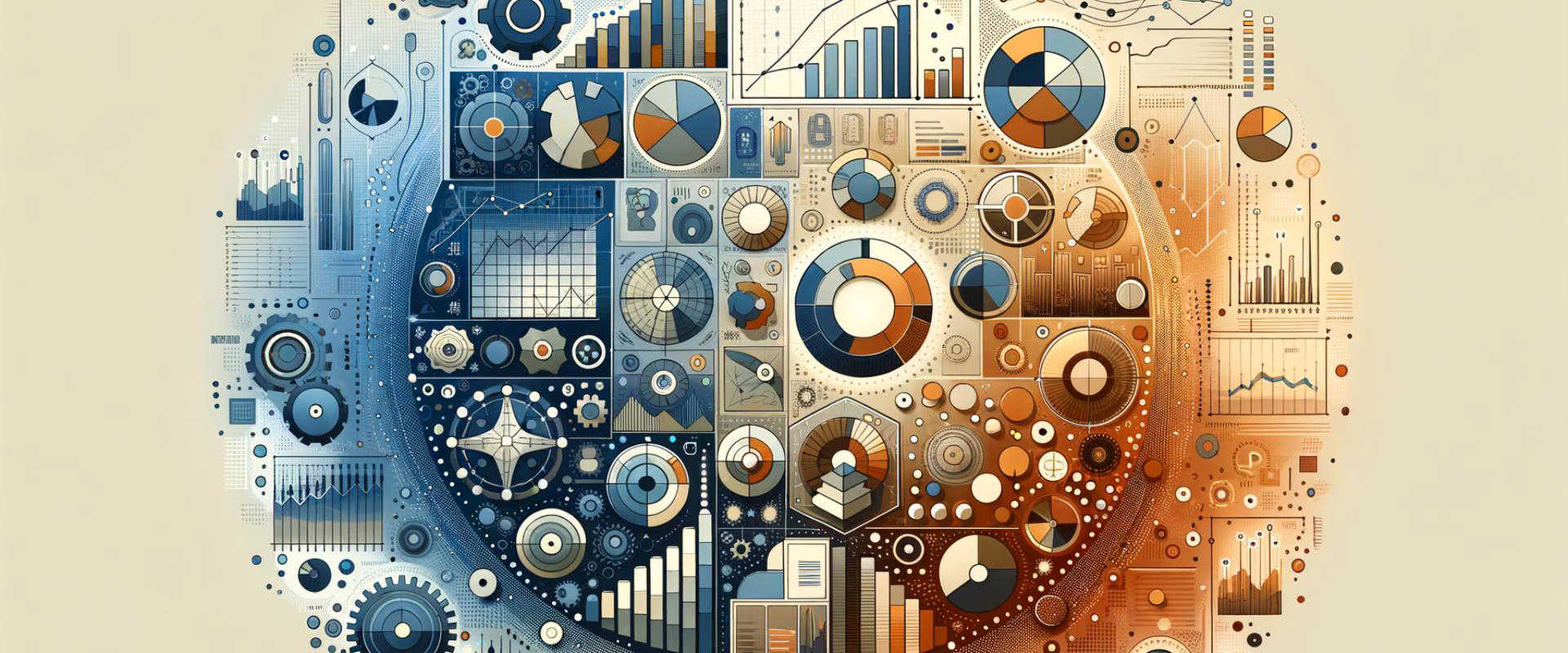 Datenvisualisierung, die verschiedene Diagramme und Grafiken zeigt